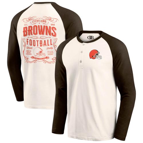 Creme/Braun Cleveland Browns Raglan Henley-T-Shirt aus der Darius Rucker Collection von Fanatics für Herren