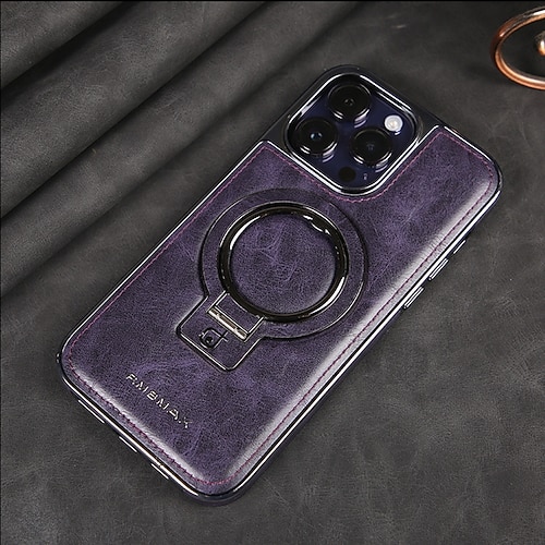 Handy Hülle Handyhüllen Für iPhone 16 15 14 Pro Max Plus 13 12 Pro Max Rückseite Magnetische Adsorption Mit Ständer Magnetisch Vollschutz Retro TPU PU-Leder Image