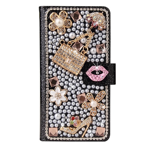 Handy Hülle Handyhüllen Für iPhone 17 Pro Max 17 Air 16 15 14 Pro Max Plus 13 12 11 Pro Max Mini Brieftaschenhülle Flip-Cover Vollschutz Bling Glitzer glänzend Stoßfest PU-Leder Image