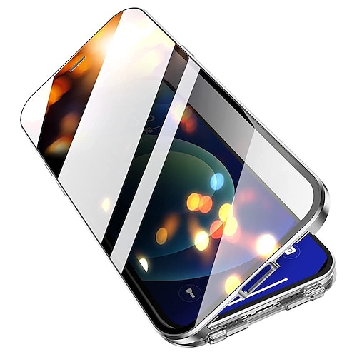 Handy Hülle Handyhüllen Für iPhone 17 Pro Max 17 Air 16 15 14 Pro Max Plus 13 12 11 Pro Max Mini Magnetische Adsorption Vollschutz Beidseitig Anti-Spionage Einfarbig Gehärtetes Glas Metall Image