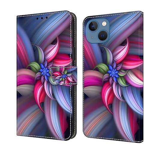 Handy Hülle Handyhüllen Für iPhone 16 15 14 Pro Max Plus 13 12 11 Pro Max Mini Brieftaschenhülle Flip-Cover Mit Ständer Magnetisch Kartenfach Schmetterling Blume Blumendruck TPU PU-Leder Image
