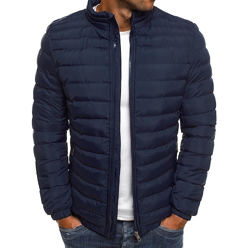 Per uomo Cappotto invernale Giacca invernale Piumino Giacca trapuntata Classico Informale Caldo Inverno Tinta unica Blu chiaro blu navy Grande rosso Verde primavera Piumino