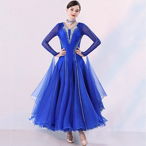 Ballsaal-Wettkampfkleider für Damen, Performance-Party, moderne Tanzkostüme, großer Schwung, langärmelig, Standard-Tango-Walzer-Tanz-Outfit Image
