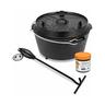 Petromax Feuertopf Dutch Oven Set Pflegepaste Deckelheber FT9 mit Füßen