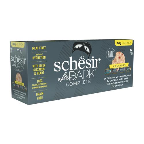 12x 80g Schesir After Dark Complete Paté Katzenfutter nass