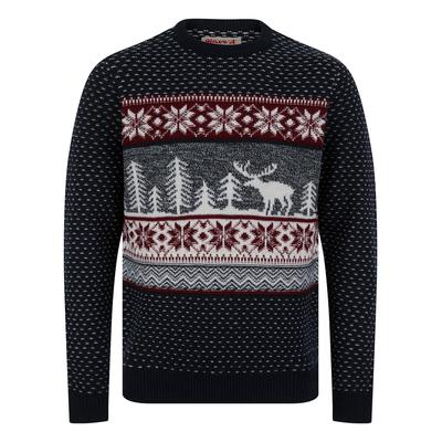 Jumpers Men's Westwick Festive Scene Wool Blend Novelty Knitted Christmas Jumper in Ink - Merry Christmas / S - Tokyo Laundry
