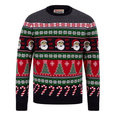 Jumpers Men's Abie Wrapping Paper Pattern Novelty Knitted Christmas Jumper in Ink - Merry Christmas / S - Tokyo Laundry