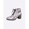 Schnürstiefelette HEINE, Damen, Gr. 37, grau (silbergrau), Leder, Glattleder, modisch, Schuhe