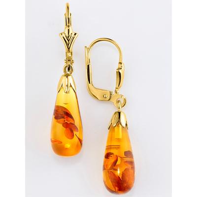 Paar Ohrhänger LADY, gold (gelbgold 375), Ohrringe, Damen, Bernstein ct, Metall Image