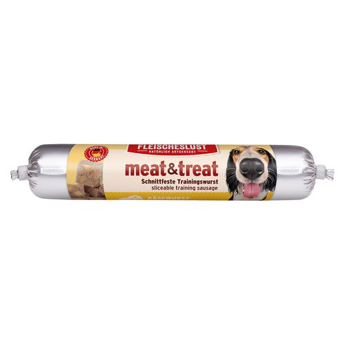 Sparpaket: 6x80g Fleischeslust meat & treat Trainingswurst Käsewurst Hundesnack