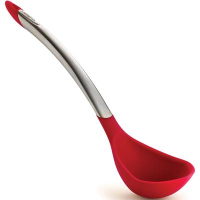 Schöpflöffel CUISIPRO "Elegance", rot (edelstahlfarben, rot), B:8cm H:15cm, Edelstahl, Silikon, Kochlöffel, aus satiniertem Edelstahl, sehr hochwertig