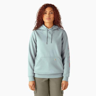 Dickies Women's Water Repellent Sleeve Logo Hoodie - Blue Surf Size S (FW202)