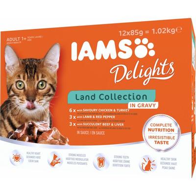 Iams Delights Katzennassfutter Land Collection in Sauce 12 x 85 g Nassfutter