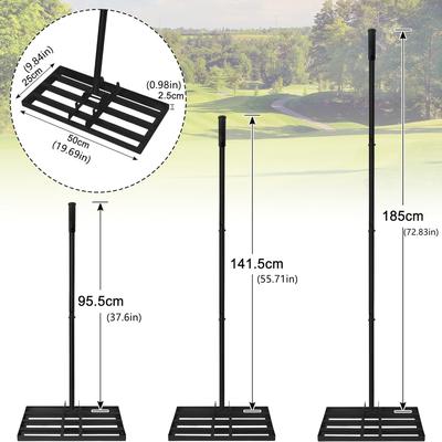 TEMU 50x25cm/75x25cm Lawn Scraper Lawn Rake Lawn Tool Horizontal Rake Lawn For Scraping Sand From The Lawn With Ergonomic Handle Suitable For Use In The Backyard Golf Course Garden Black