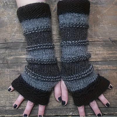 TEMU Autumn-winter Mohair Fingerless , Knitted Gloves For