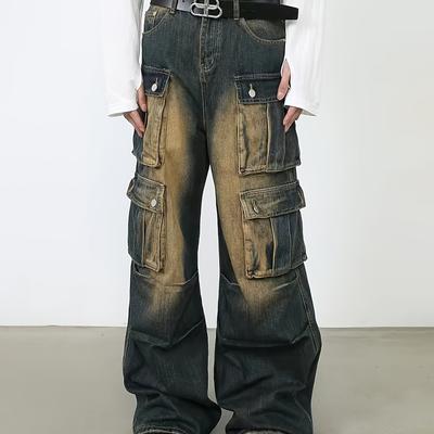 TEMU Men's Casual Jeans, Work Pants, Loose Straight Leg Wide Leg Denim Pants