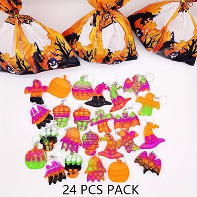 TEMU 24pcs Keychain Gift Set - Relax Silicone Charms With , Pumpkin, , Bat & Hat Designs - Perfect For Party Favors, Classroom Rewards & Birthday Decorations