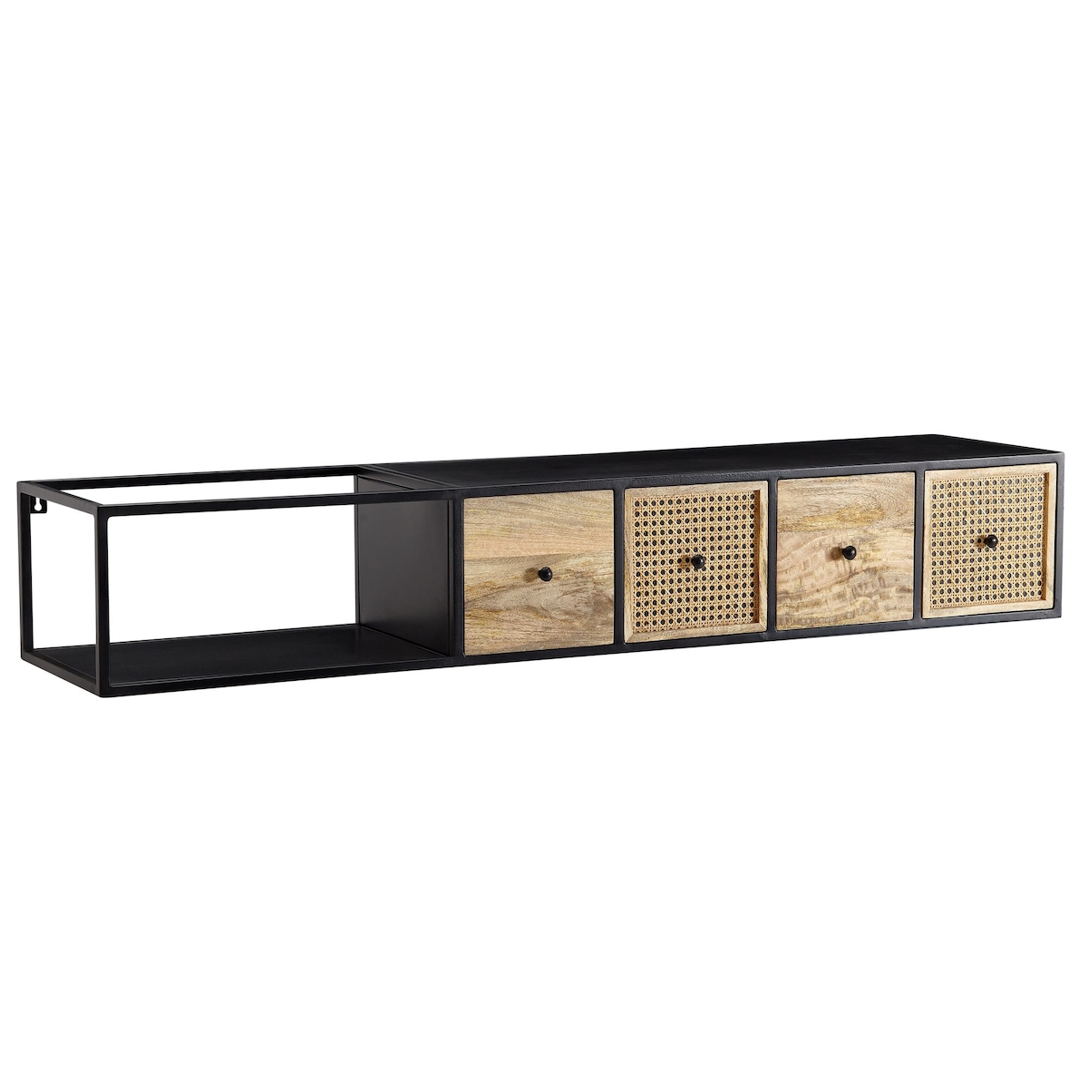 TV Schrank FineBuy Lowboard Hängend 150x25x35 cm Wiener Geflecht Holz Metall Image