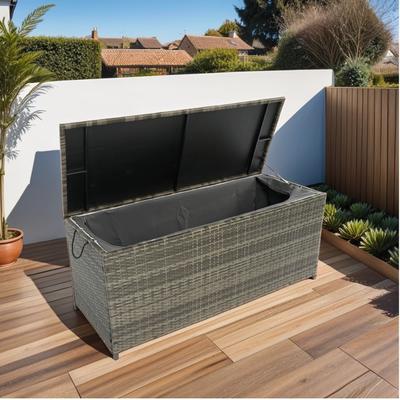 Outdoor Storage Box 113 Gallon Wicker Patio Deck Boxes with Lid - 53.1"L x 21.2"W x 23.2"H