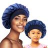 Lot de 2 bonnets en satin, bonnets en soie, bonnets pour dormir, bonnets de nuit en soie à large bande élastique, bonnets de nuit en soie doux et respirants pour dormir