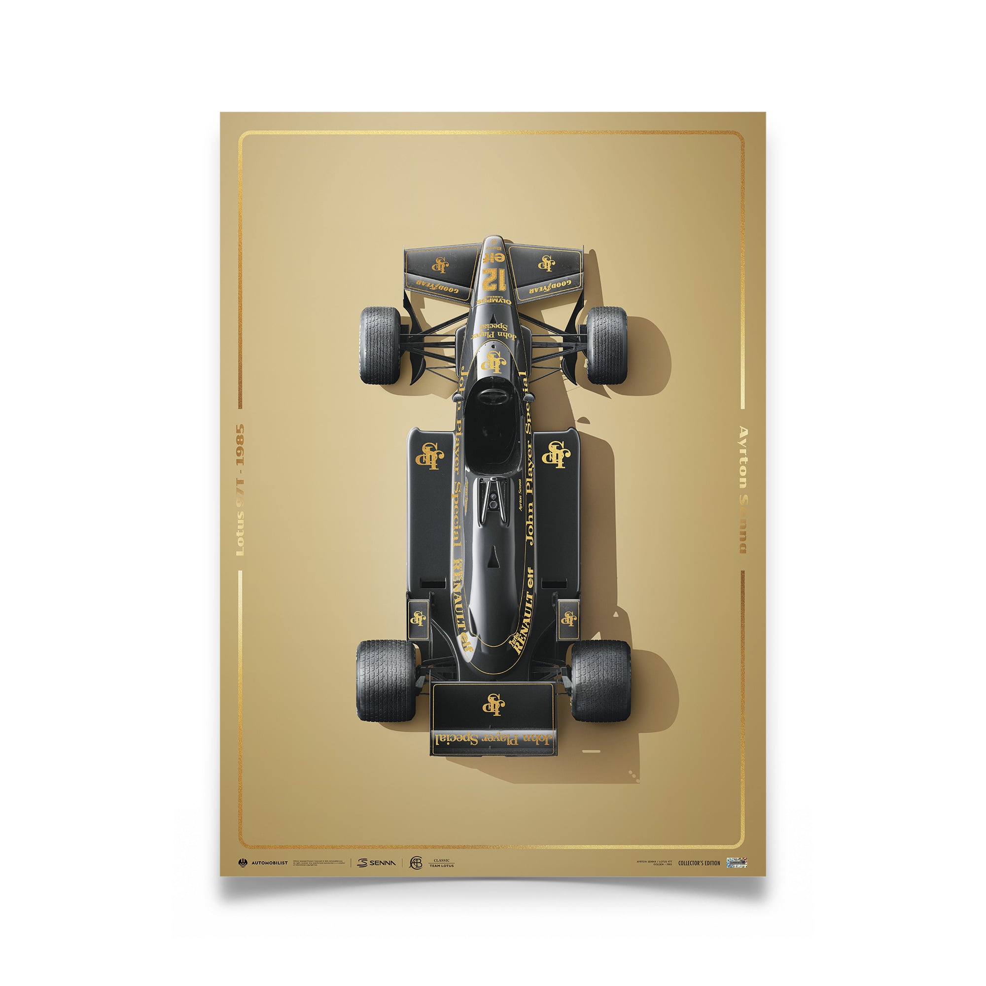 Affiche édition collector de la superbe Lotus 97T Estoril noire d'Ayrton Senna - 1985 - No Gender Taille: One Size Only