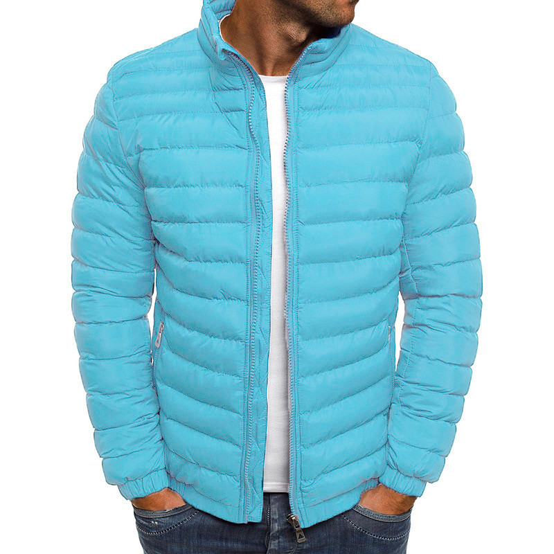 Men's Winter Coat Winter Jacket Puffer Jacket Quilted Jacket Classic Style Casual Warm Winter Solid Color Light Blue Navy Big red Grass Green Puffer Jacket