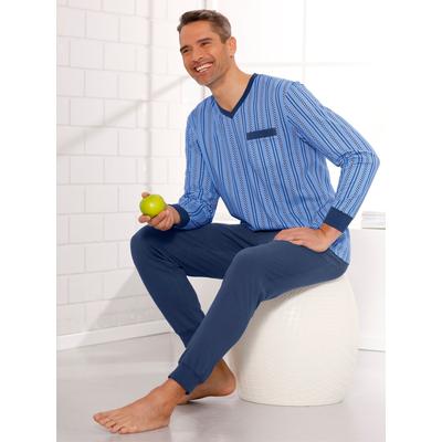 Schlafanzug, Herren, Gr. 52/54, blau (himmelblau, dunkelblau), 100% Baumwolle, Homewear-Sets Image
