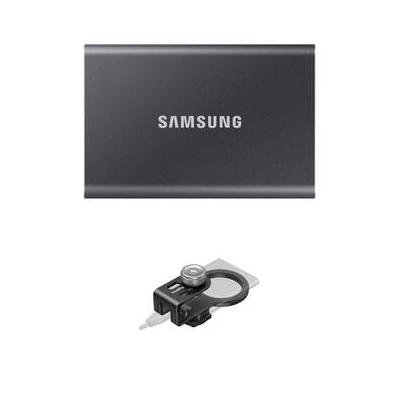 Samsung 1TB T7 Portable SSD (Titan Gray) with MagSafe/Cold Shoe SSD Holder MU-PC1T0T/AM