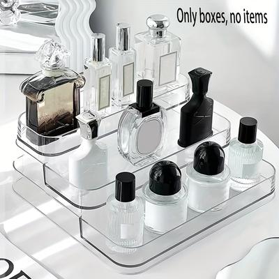 TEMU Chic 3-tier Perfume Organizer For Women - Lightweight, Polished Finish, No Power Needed - Ideal For Bathroom & Dresser Storage