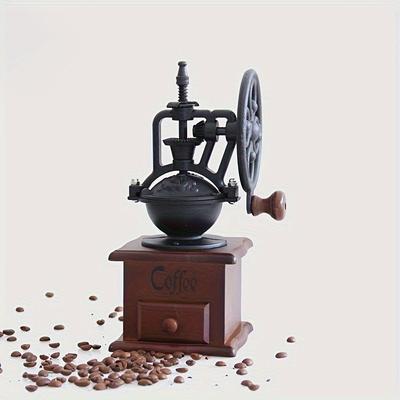 TEMU 1pc Vintage Hand Crank Coffee Grinder - Portable Manual Grinder With Swing Wheel, Home And Office Use