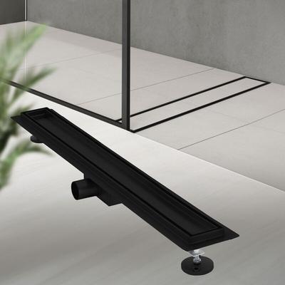 Duschrinne 2in1 Edelstahl, 80 cm, Schwarz, befliesbar, extra flach - Luxebath