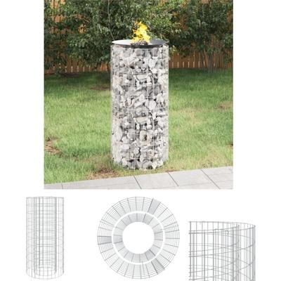 Gabionen-Feuerstelle ø 50 cm Verzinktes Eisen - Kamine - Silber - The Living Store Image
