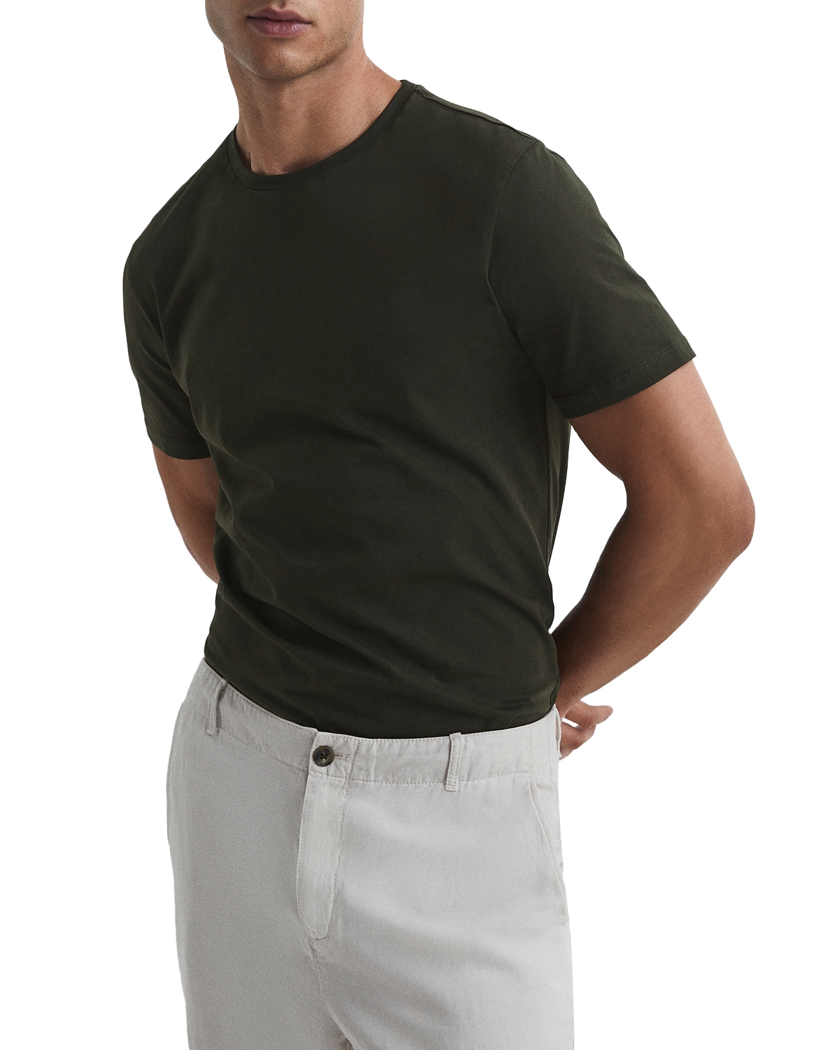 Reiss Bless Crewneck Tee - Oxidised Green