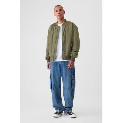 Gap Mens Green Relaxed Logo Bomber Jacket - Green