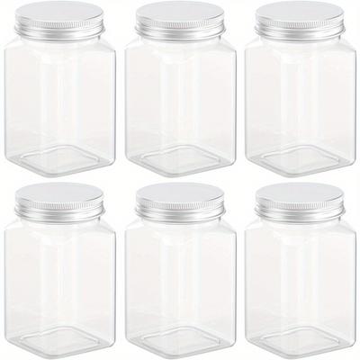 TEMU 6pcs 12 Ounce Clear Plastic Jars, Storage Containers With Lids For Kitchen & Household, Airtight Storage Container, Home Organization And Storage Supplies, Kitchen Accessories