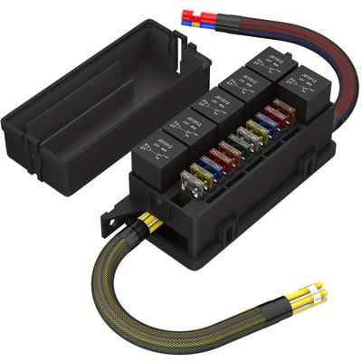 TEMU 12 Volt Fuse Relay Box Pre-wired Fuse And Relay Box With 6 Relays And 11 Way Atc/ato Blade Fuses, 12v Relay Fuse Box Block For Auto Car Marine Boat