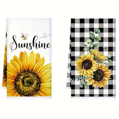 TEMU 2/4pcs Sunflower Print Scouring Cloth Set Super Drying Absorbent Image