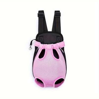 TEMU Pet Travel Backpack For Cats And Dogs, Portable Breathable Mesh Chest Carrier, Polyester Woven Double Shoulder Pet Bag For Image