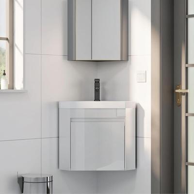 Waschtisch mit Unterschrank hängend, Gäste-WC Waschtisch, Eckschrank für Badzimmer, Image