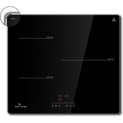 Deliteer - Induction Hob 3 Plates, Induction Hob with Metal Frame, 60 cm Built-in Hob Image