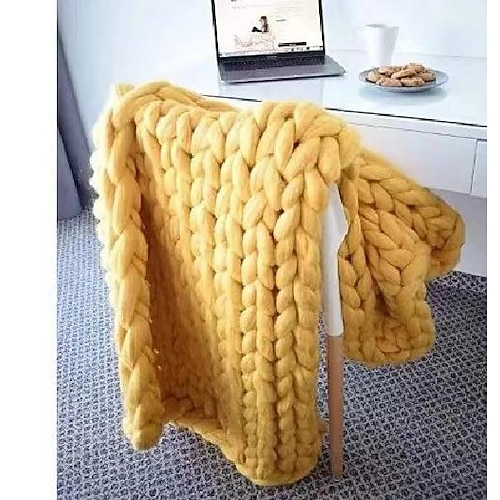grob gestrickte Überwurfdecke, superdicke handgewebte Wolldecke, Sofadecke, Bezug, Strickdecke, dicke Fadendecke Image