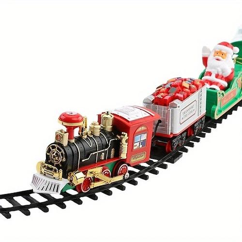 Weihnachtseisenbahn-Set – elektrische Weihnachtsdekoration mit Ton und Licht für Weihnachtsbaum, Eisenbahnwaggon, Geschenkspielzeug und Peripherieprodukte für Thanksgiving und die Weihnachtszeit