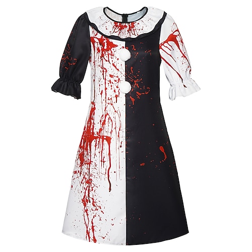 Paare Clown Kunst der Clown Halloween-Gruppen-Paarkostüme Schrecklicher Gruseliges Kostüm Erwachsene Herren Damen Maskerade Leistung Einfache Halloween-Kostüme Verkleiden Image