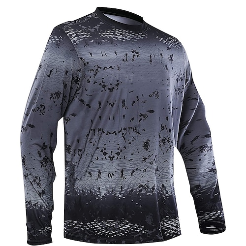 Herren Angelhemd Draussen Langarm UPF50 UV Schutz Atmungsaktiv Schnelltrocknend Leichtgewichtig Shirt Sommer Frühling Outdoor Angeln Gelb / schwarz Dunkelgrau Grün schwarz Image