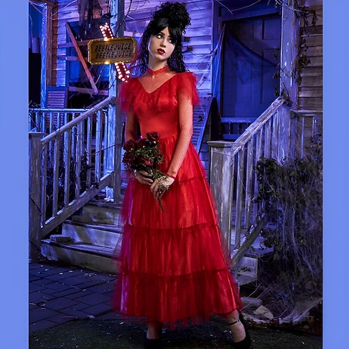 Kleid Geisterbraut Lydia Deetz Beetlejuice Gruseliges Kostüm Erwachsene Damen Karneval Maskerade Party / Abend Verkleiden Image
