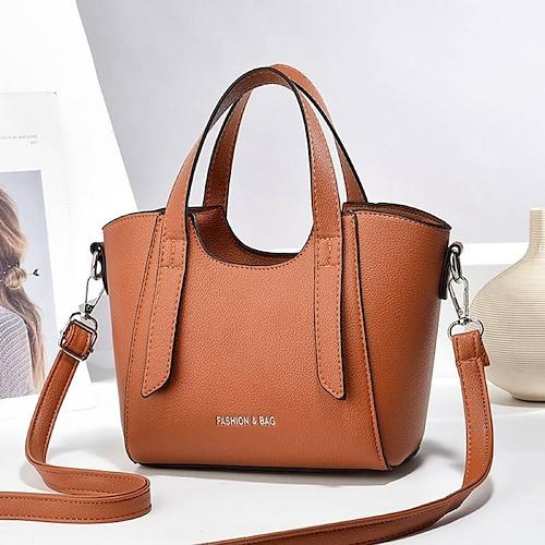 Damen Handtasche PU-Leder Casual Täglich Langlebig lichter Ocker Schwarz Elfenbein