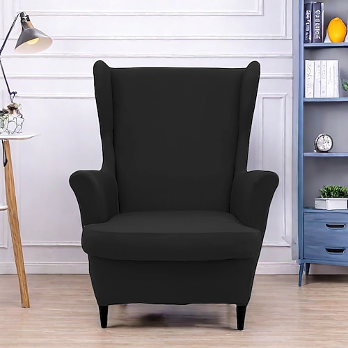 Ohrensesselbezug mit gestreiftem geometrischem Druck, Polyester-Schonbezug, dehnbarer und langlebiger Möbelschutz, moderner, stilvoller Stuhlbezug für die Wohnzimmerdekoration Image