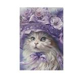 Elegant Cat with Lilac Flowers Hat Garden Flag 28X40 Double Sided Yard Flags for Outside Outdoor All Seasonal Decoration