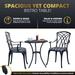 Kinger Home Ekta 24-Inch Patio Bistro Sets 3 Piece Cast Aluminum Bistro Table and Chairs Set with Umbrella Hole Bistro Set of 2 for Patio Backyard Black