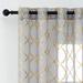 Grey and Gold Sheer Curtains 108 Inch Length Geometric Gold Foil Moroccan Grey Sheer Curtains for Bedroom Grommet Light Filtering Sheer Curtains 52 x 108 Inch 2 Panels Grey and Gold